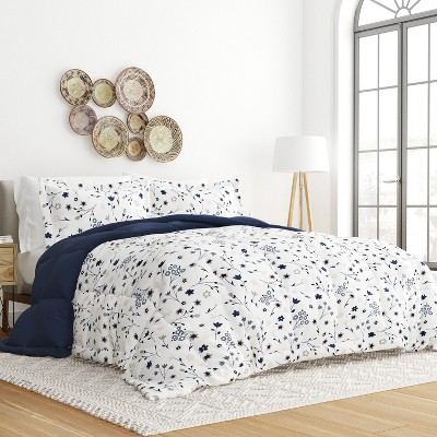 2-pack Cotton Slub Navy Distressed Floral Throw Pillows And Pillow Inserts  Set - Becky Cameron, Distressed Floral Navy : Target