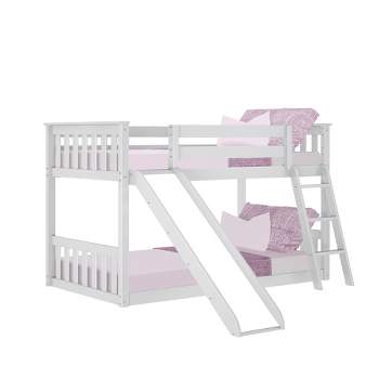 Max & Lily Twin over Twin Low Bunk Bed with Slide