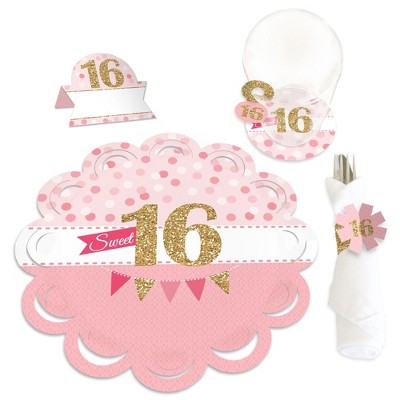Big Dot of Happiness Sweet 16 - 16th Birthday Party Paper Charger & Table Decorations Chargerific Kit for 8