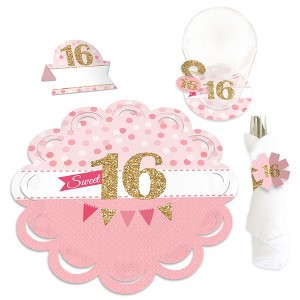 Big Dot of Happiness Sweet 16 - 16th Birthday Party Paper Charger & Table Decorations Chargerific Kit for 8 - 1 of 4