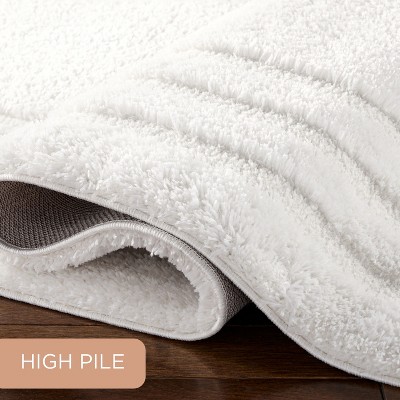 Ivory Geometric Shag Synthetic 5' x 7' Area Rug