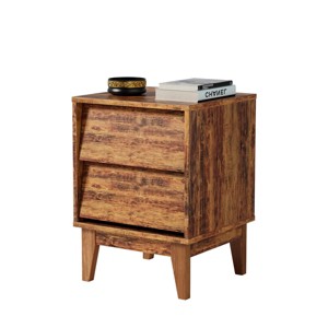 GlasFlength Nightstands Set of Two Modern Mid Century Bedside Tables with Vintage Simple Style for Bedroom, Brown, 15.8"*14.6"*21.3" - 1 of 4