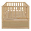 YOOCOZZ Twin Size Wooden Daybed with Fence Guardrails and 2 Storage Drawers, Convertible into an Independent Floor Bed and Daybed - 3 of 4