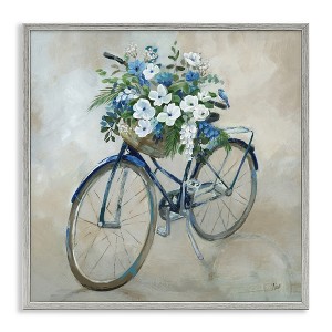 Stupell Industries Flower Blooms Bicycle Basket, 24" x 24" - 1 of 4