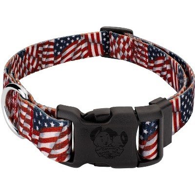 Red White & Blue Patriotic Plaid Dog Collar