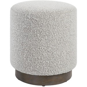 Uttermost Avila Gray and White Fabric Ottoman with Wooden Base - 1 of 1