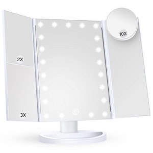 Makeup Mirror Vanity Mirror with Lights, 2X, 3X, 10X Magnification, Touch Control, Trifold, Modern Style - 1 of 4