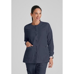 Grey's Anatomy by Barco Classic Women's Jamie 4-Pocket Crewneck Snap-Front Warm-Up Scrub Jacket - 1 of 4
