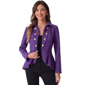 INSPIRE CHIC Women's Open Front Decor Buttons High Low Hem Steampunk Gothic Jacket - 1 of 4