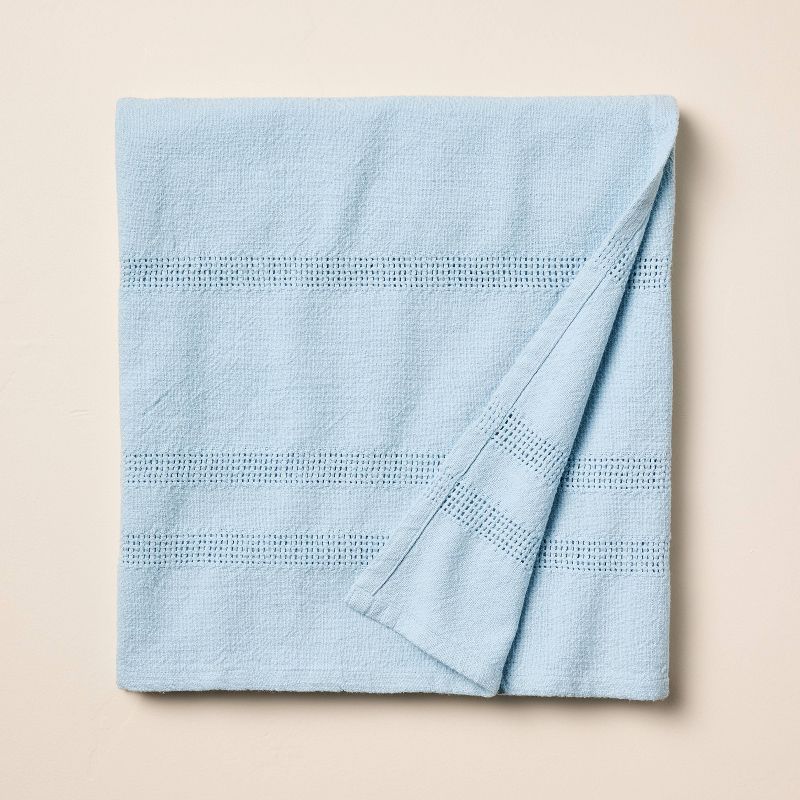 Open Textured Stripe Woven Throw Blanket Light Blue - Hearth &#38; Hand&#8482; with Magnolia, 1 of 5