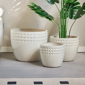 KTMBDW Ceramic Plant Pots, Planter Pot with Drainage Hole, Flower Pots for Indoor Outdoor Plants, Set of 3 - 1 of 4