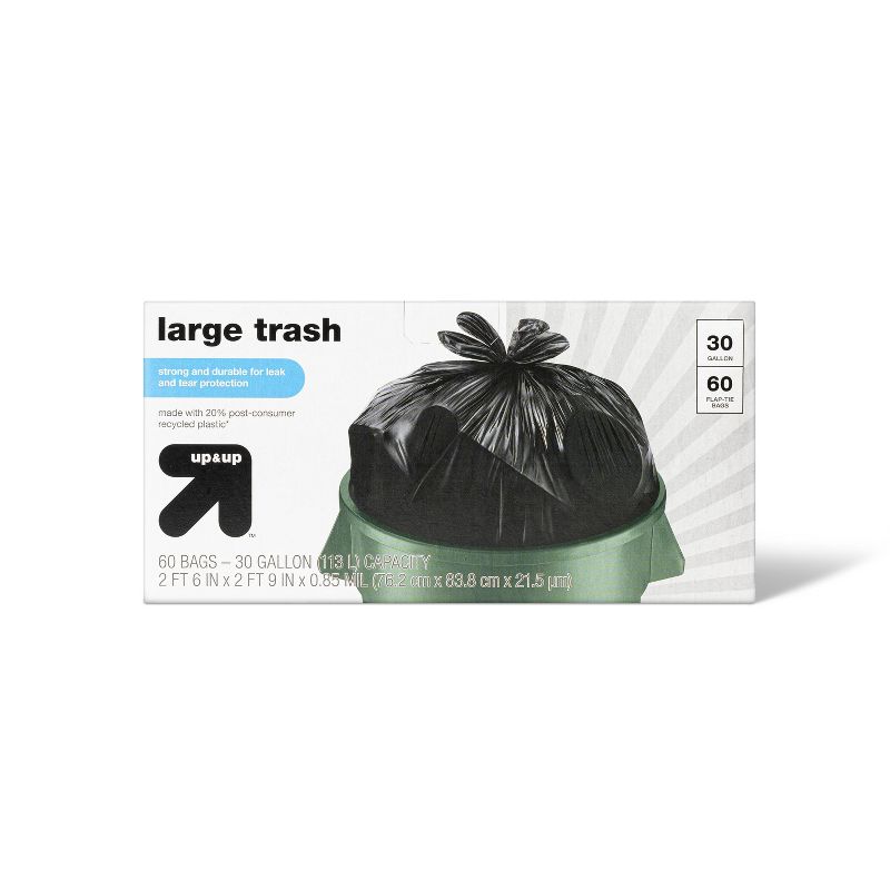 Large Flap-Tie Trash Bags - 30 Gallon/60ct - up &#38; up&#8482;, 1 of 5