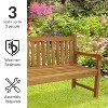 Sunnydaze Outdoor Solid Teak Wood with Light Stained Finish Patio Garden Bench Seat - 60" - Light Brown - 3 of 4