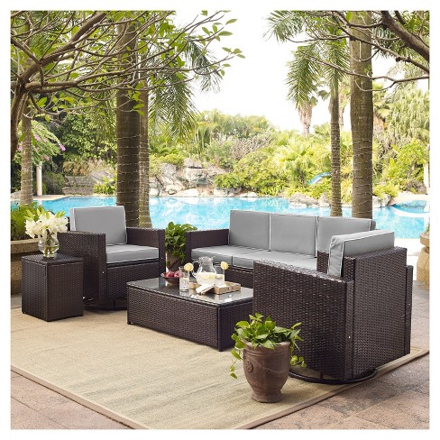 Palm Harbor 5pc All weather Wicker Patio Conversation Set W