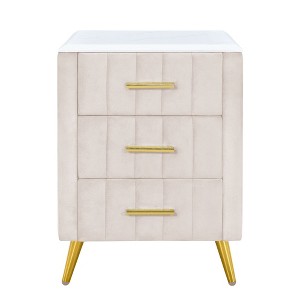NicBex 16.3 inch Wide Nightstand with 3 Drawers,Modern Side Table with Metal Legs and Handles,Bedside Table for Bedroom,Living Room,Pink/Beige - 1 of 4