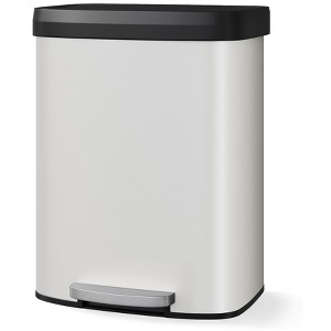 16 Gallon / 60 L Stainless Steel Waterproof Steel Garbage Can with Inner Bucket, Small Bathroom Trash Can with Lid Soft Close, Step Pedal - 1 of 4