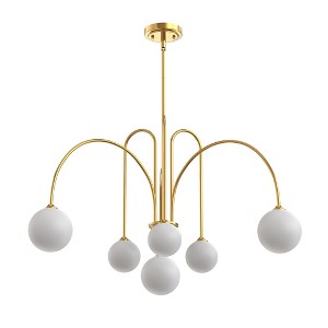 DORESshop  6-Light Gold LED Pendant Light with G9 Base, Statement Ceiling Chandelier for Dining Room, Living Room, Kitchen Island - 1 of 4