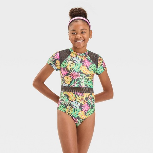 Girls Foliage Paradise Abstract One Piece Rash Guard Art Class Target