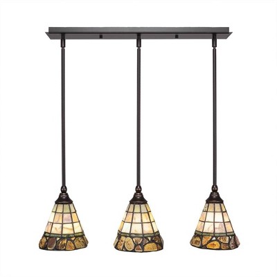 Toltec Lighting Any 3 - Light Chandelier in  Dark Granite with 7" Cobblestone Art Glass Shade