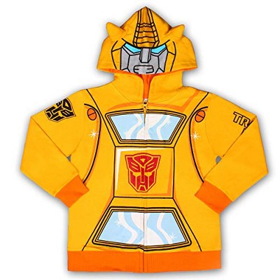 Boy's Transformers Character Printed Hooded Jacket, Zip Up Hoodie with Ribbed Waist and Cuffs for kids