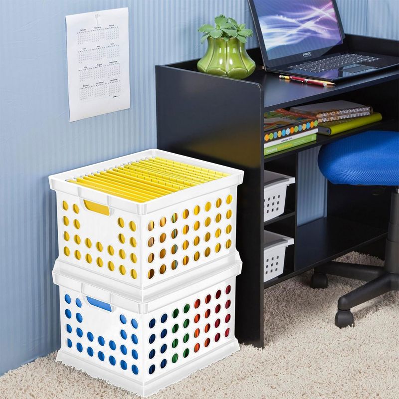 Sterilite Stackable Plastic Storage Crate Bin Organizer File Box with Handles for Home, Office, Dorm, Garage, or Utility Organization, White, 5 of 7