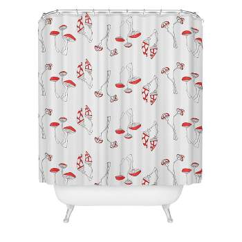 Morgan Kendall Red Mushrooms Shower Curtain Red - Deny Designs
