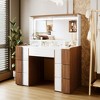 Gulches 44.4" Brown and White Vanity Tables with Large Lighted Mirror and Charging Station - 2 of 4