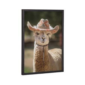 Kate & Laurel All Things Decor 12"x16" Gallery Boho Llama Alpaca Western Cowgirl Hat Print by The Creative Bunch Studio Black - 1 of 4