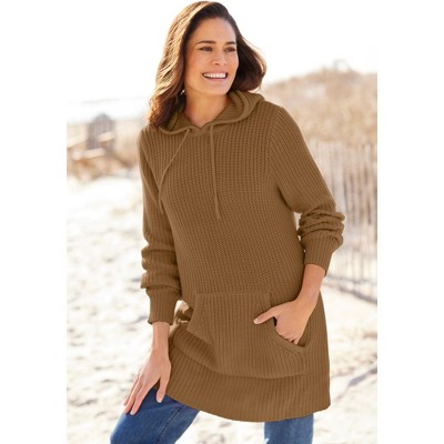 Woman Within Plus Size Shaker Sweater Pullover Hoodie
