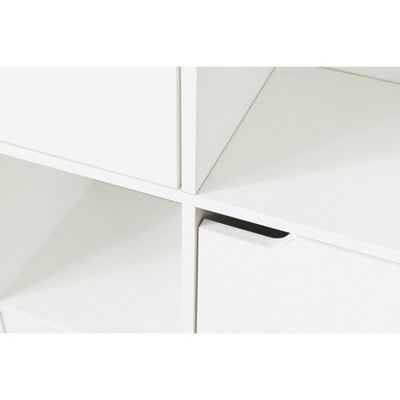 White 9-Cube Wooden Organizer with Doors and Shelves