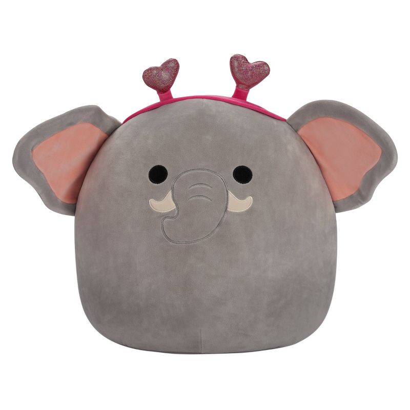 Squishmallows 16&#34; Mila Gray Elephant with Heart Headband Large Plush, 1 of 11