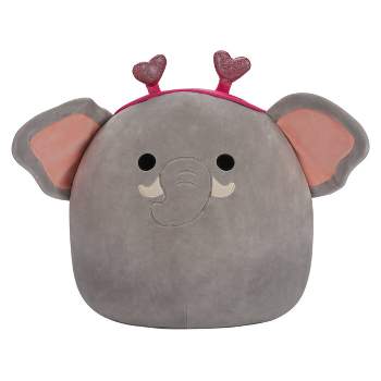 Squishmallows 16" Mila Gray Elephant with Heart Headband Large Plush