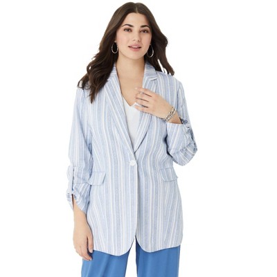 Roaman's Women's Plus Size Linen Blazer : Target