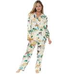 Women's Pajamas Lounge Set, Long Sleeve Top and Pants with Pockets, Viscose Pjs Floral Flowers