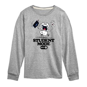 Boys' - Peanuts - Snoopy Flipping Student Mode Off Long Sleeve Graphic T-Shirt - 1 of 4