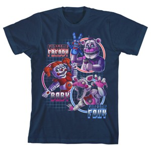 Five Nights Sister Location Funtime Freddy Foxy and Baby Boy's Navy Blue T-shirt - 1 of 1