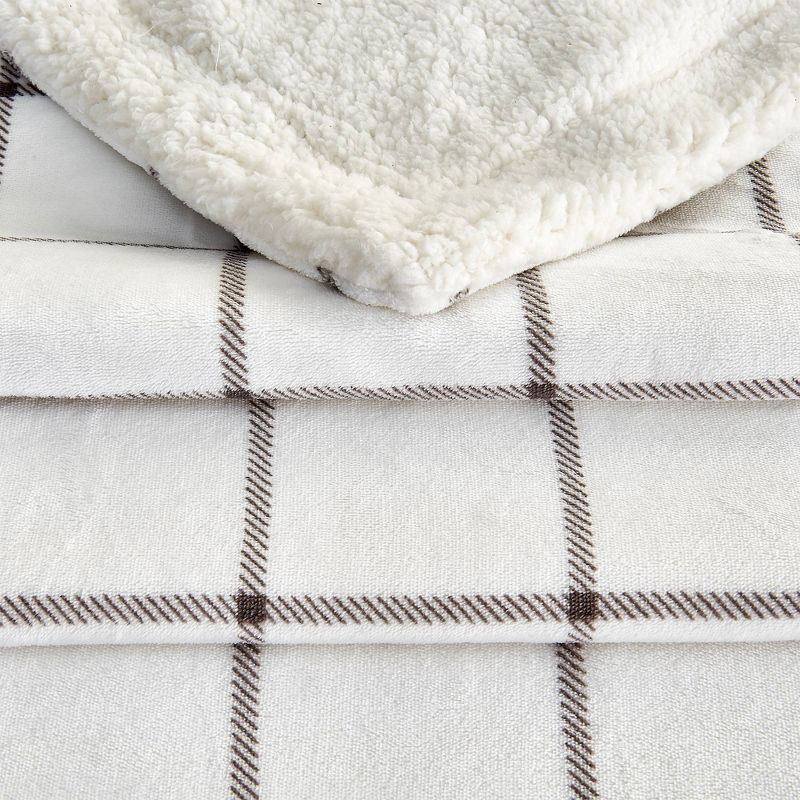 Cozy Buffalo Check Plush with Shearling Reverse Bed Blanket - Isla Jade, 6 of 8