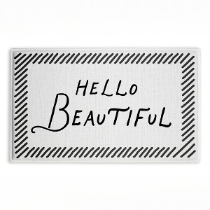 Stupell Industries Hello Beautiful Greeting Printed Plush Bath Mat And Bath Rug, Design By Lettered And Lined, 18"X30" - 1 of 4
