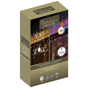 Celebrations Gold LED Mini Multicolored/Warm White 100 ct Icicle Christmas Lights 8.5 ft. - 1 of 1