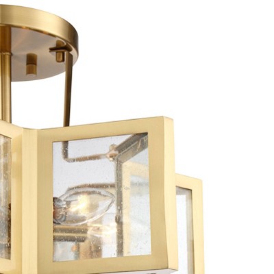 Modern Brass and Glass Star Semi-Flush Mount Ceiling Light