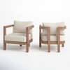 Sapphtopaz Patio Dining Chairs Wood Patio Chairs with Waterproof Thick Cushion, Unique Back Design for Garden, Patio, Lawn - 4 of 4