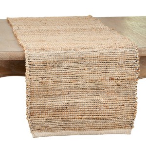Saro Lifestyle Casual Table Runner With Chindi Design, Brown, 16" x 72" - 1 of 3