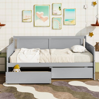 Twin Size Daybed with Storage Drawers, Minimalist Style for Compact Spaces, Sofa Bed Design with Solid Pine Wood Frame-Baofuwish