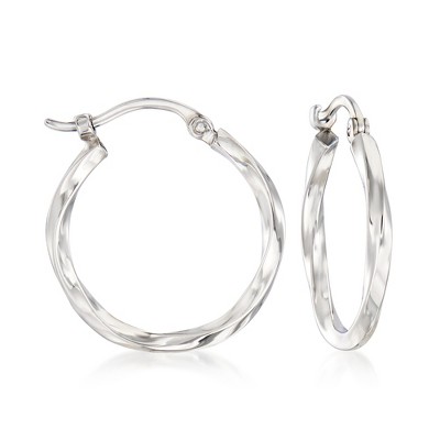 Ross-Simons 14kt White Gold Twist-Motif Hoop Earrings
