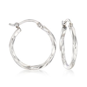 Ross-Simons 14kt White Gold Twist-Motif Hoop Earrings - 1 of 3