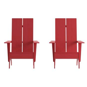 Emma and Oliver Set of 2 Modern Dual Slat Back Indoor/Outdoor Adirondack Style Chairs