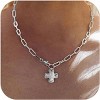 HTUTWOO Cross Necklace for Women Trendy 14K Gold Silver Statement Cross Pendant Charm Necklace Vintage Herringbone Choker Chain Jewelry Gift - 3 of 4