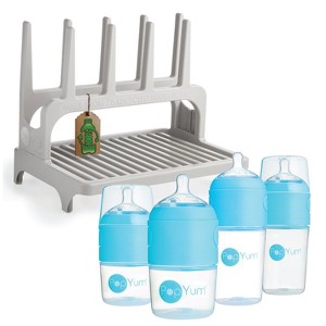 PopYum Blue Formula Making Baby Bottle 4-Pack Set with Gray Drying