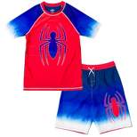 Marvel Avengers Hulk Spider-Man Boys Rash Guard and Swim Trunks Outfit Set Toddler to Big Kid 
