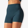Anna-Kaci Active Women's Wide Band Stretchy Rib Knit Seamless Gathered Biker Shorts - 3 of 4